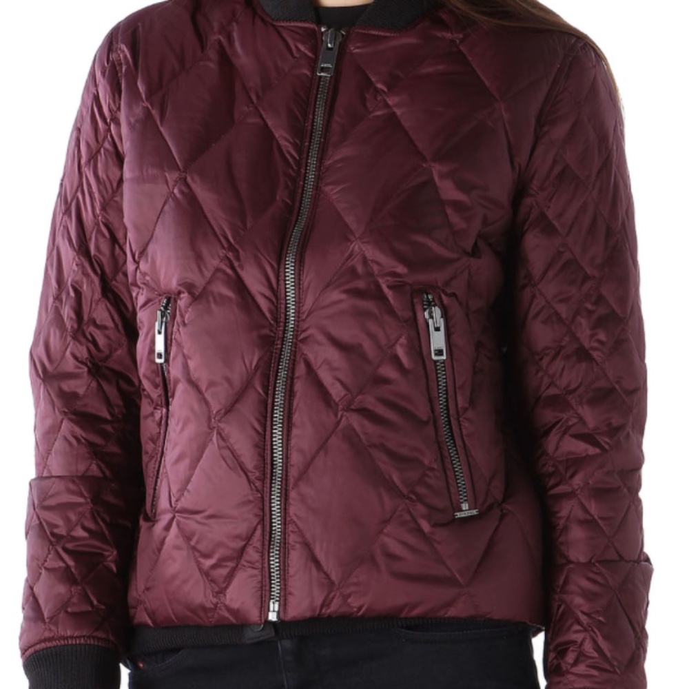 NWOT Diesel W-Trina Women's Quilted Jacket down Jacket Wine Red M